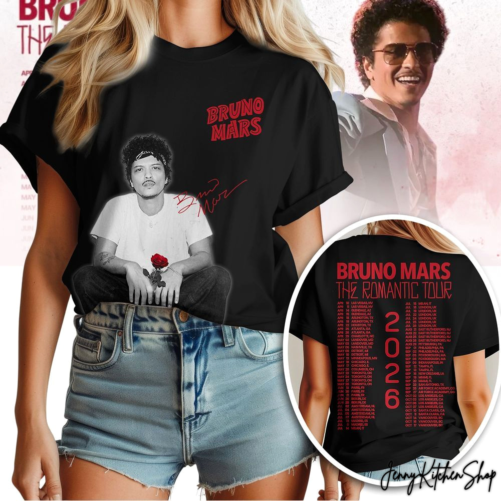 2026 Bruno Mars The Romantic Tour For Fans T-Shirt