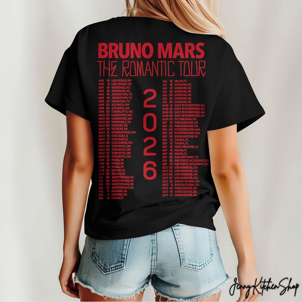 2026 Bruno Mars The Romantic Tour For Fans T-Shirt