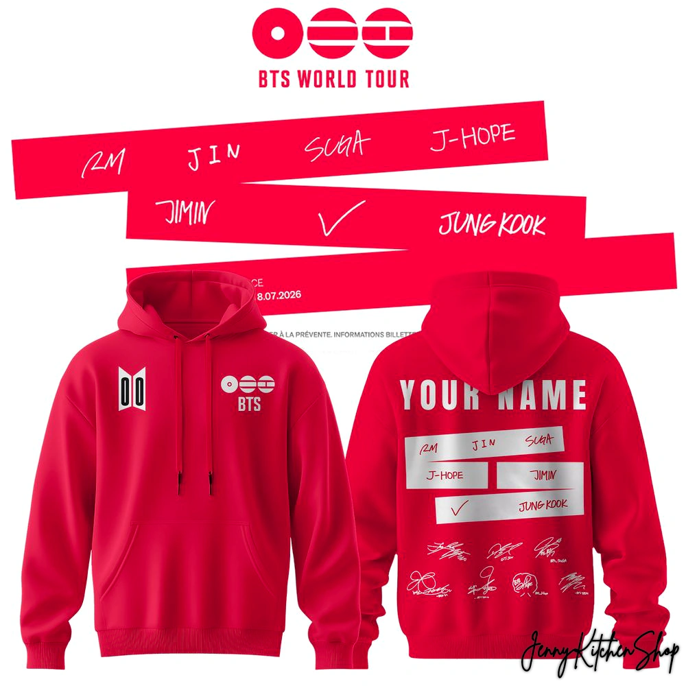 BTS World Tour 2026 Comeback For Fans Red Hoodie BTS World Tour 2026 Comeback For Fans Red Hoodie