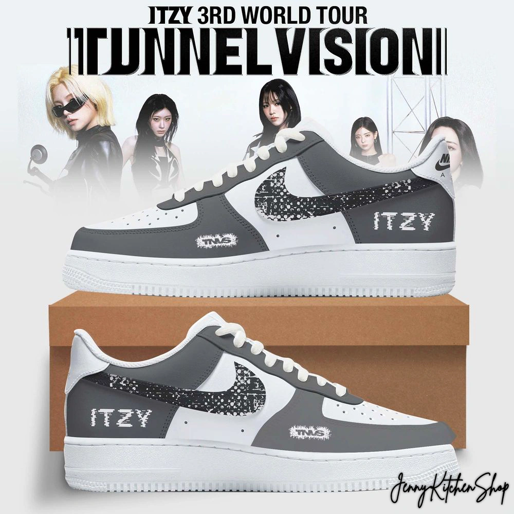 ITZY Grey Tunnel Limited Custom Air Force 1 Shoes