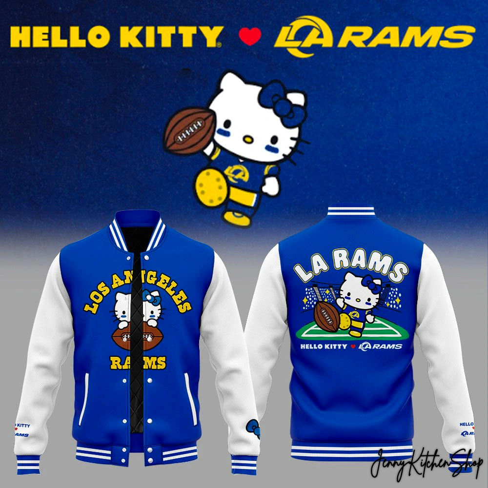 Los Angeles Rams Hello Kitty Supercute Baseball Jacket Los Angeles Rams Hello Kitty Supercute Baseball Jacket