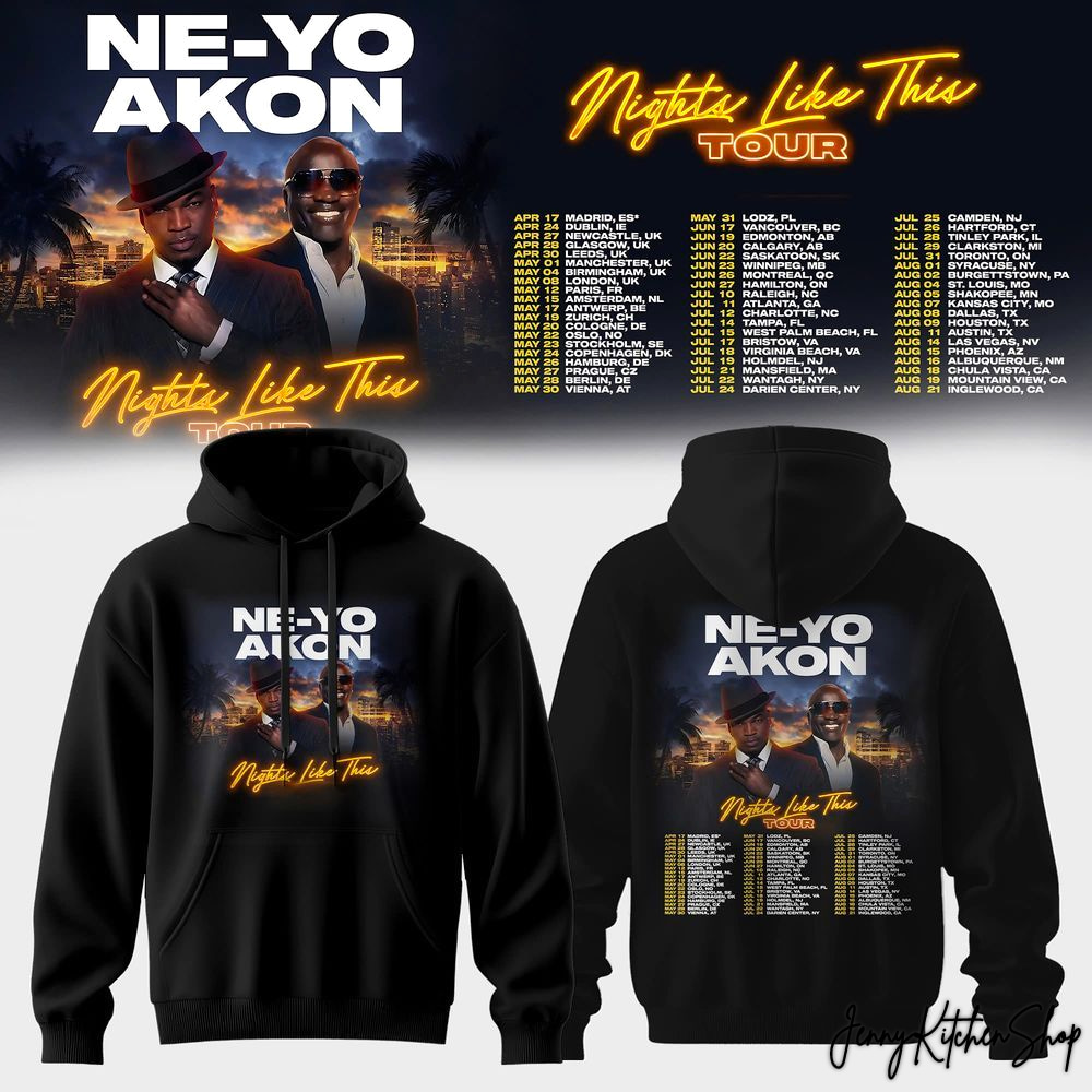 Ne-Yo Akon 2026 Night Like This Tour Limited Hoodie Ne-Yo Akon 2026 Night Like This Tour Limited Hoodie