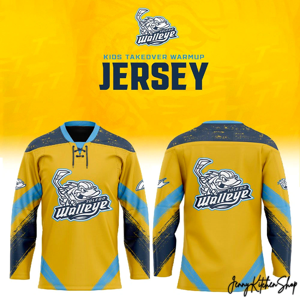Toledo Walleye 2026 Kids Takeover Warmup Hockey Jersey Toledo Walleye 2026 Kids Takeover Warmup Hockey Jersey