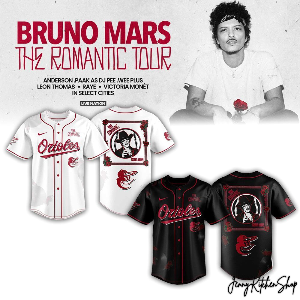Baltimore Orioles x Bruno Mars 2026 The Romantic Tour Jersey Baltimore Orioles x Bruno Mars 2026 The Romantic Tour Jersey