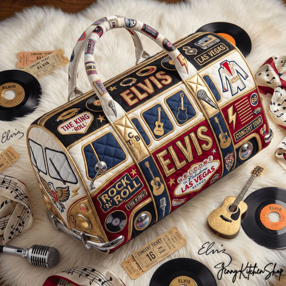 Elvis Presley Rock ‘n’ Roll Las Vegas Tribute Travel Quilted Duffle Bag