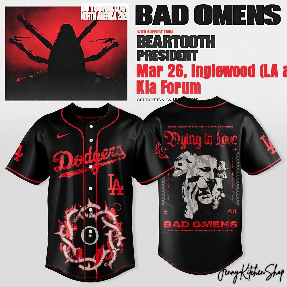 Los Angeles Dodgers x Bad Omens 2026 Do You Feel Love North Tour Jersey