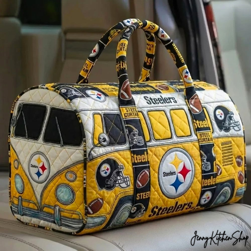 Pittsburgh Steelers Steel Curtain Vintage Bus Style Quilted Duffel Bag