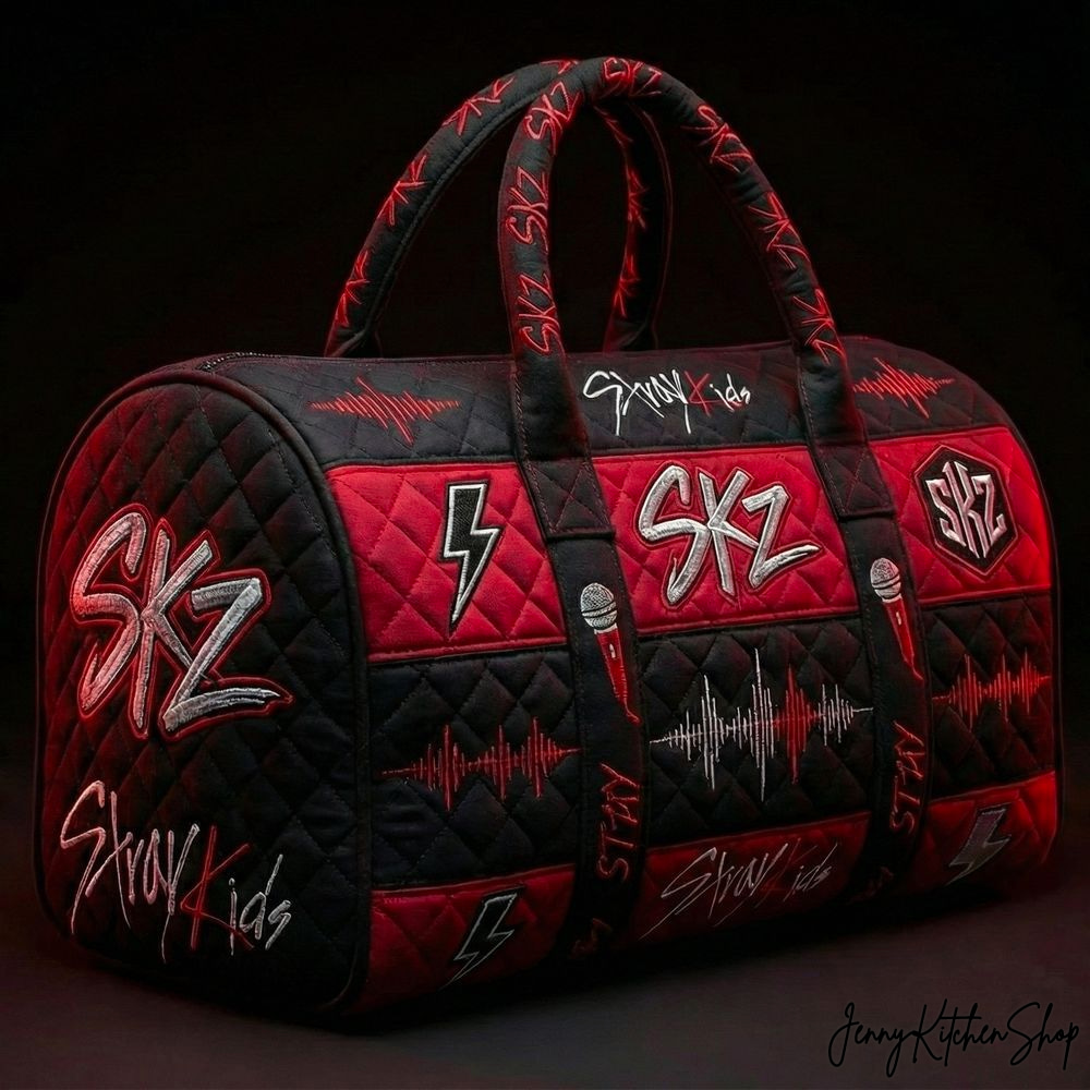 Stray Kids K-Pop Fandom Concert Inspired Quilted Duffle Bag