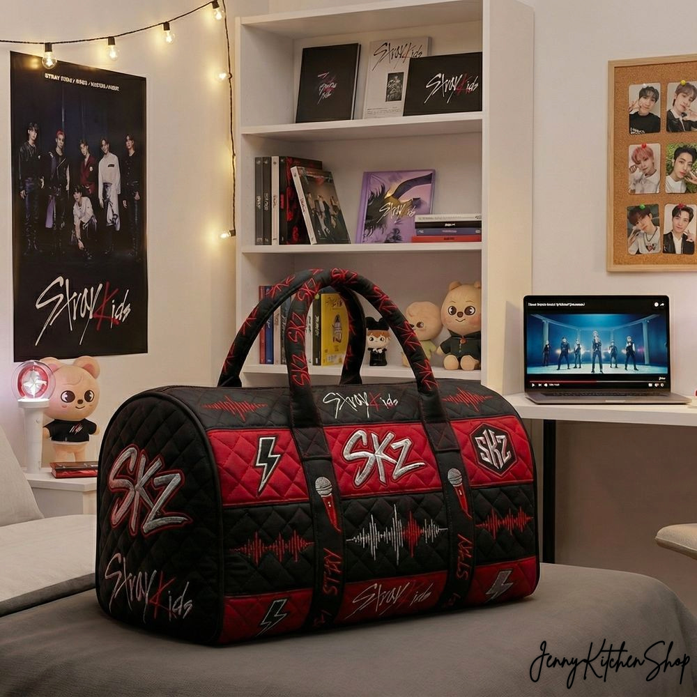 Stray Kids K-Pop Fandom Concert Inspired Quilted Duffle Bag