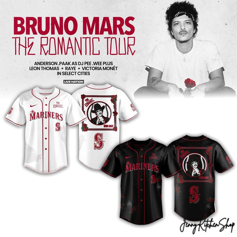 The Romantic Tour 2026 Seattle Mariners x Bruno Mars Jersey The Romantic Tour 2026 Seattle Mariners x Bruno Mars Jersey
