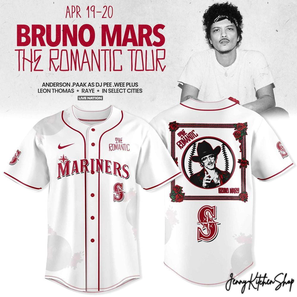 The Romantic Tour 2026 Seattle Mariners x Bruno Mars Jersey