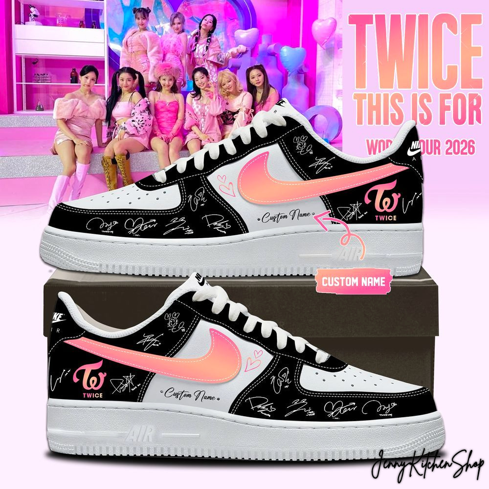 TWICE K-Pop World Tour 2026 Custom Name Signature White Black Sneakers