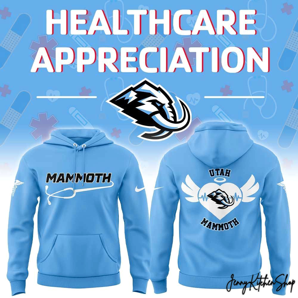 Utah Mammoth Nurse Appreciation Wings and Heart Design Hoodie