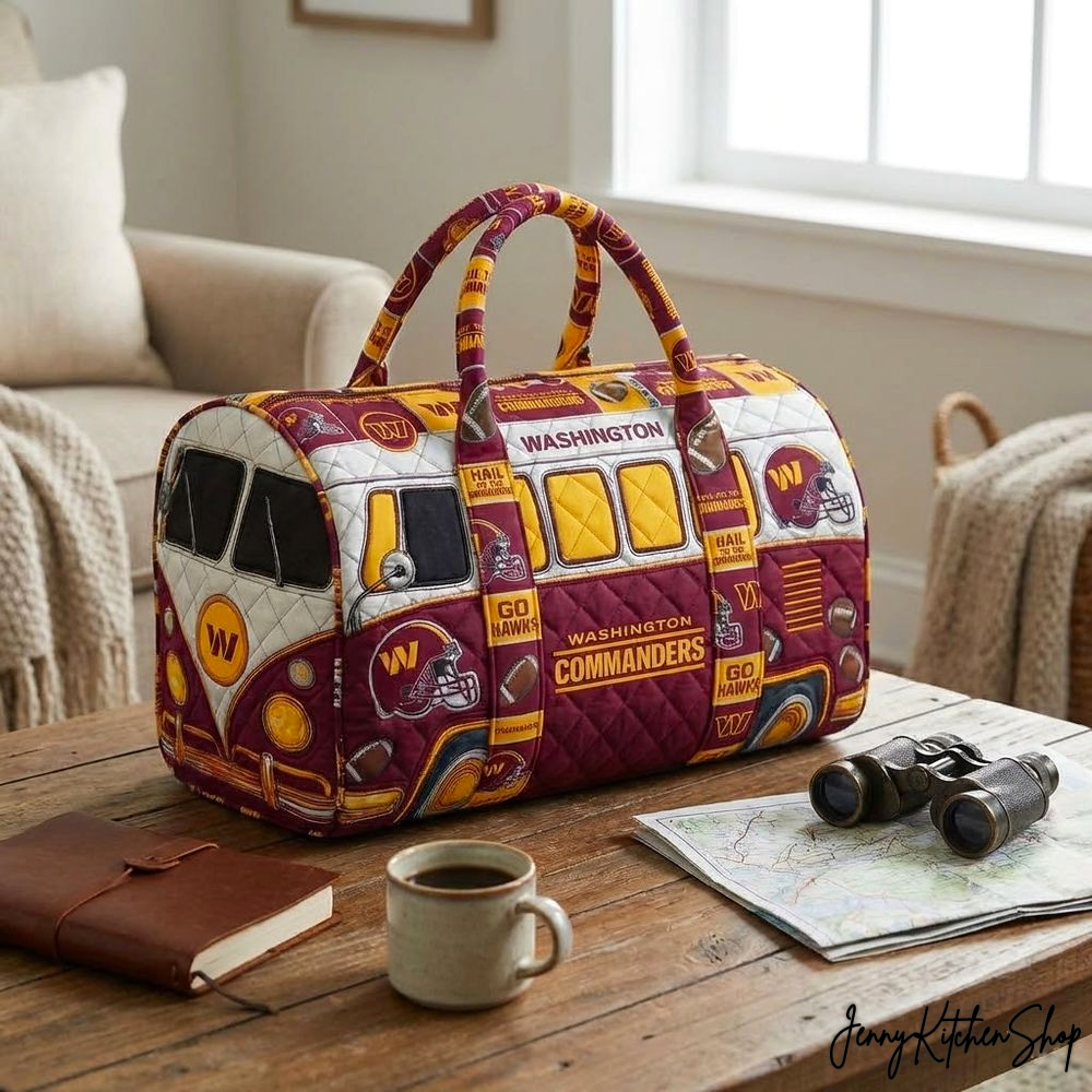 Washington Commanders Vintage Camper Van Style Quilted Duffel Bag