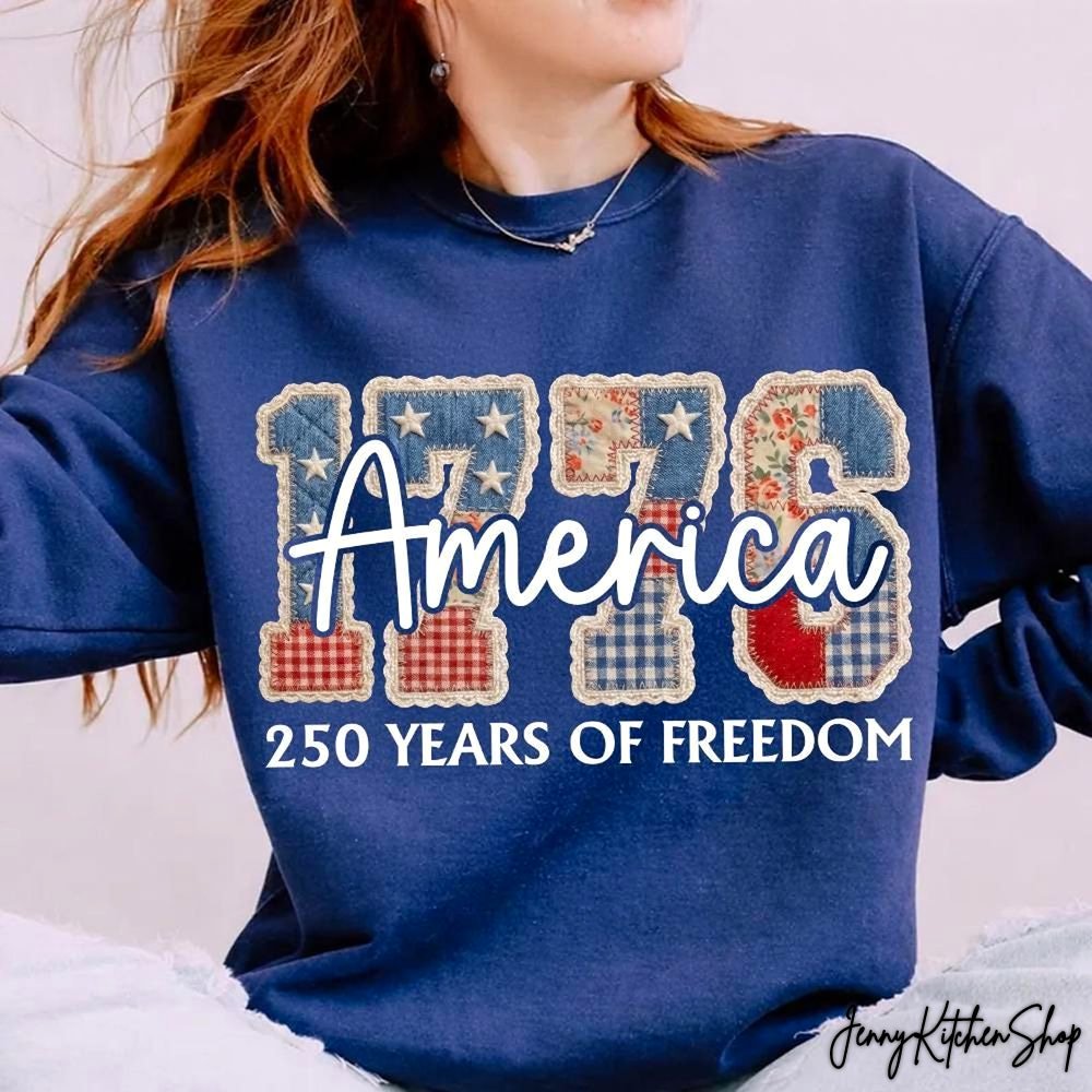 America 1776 Faux Quilted 250 years of Freedom Shirt America 1776 Faux Quilted 250 years of Freedom Shirt