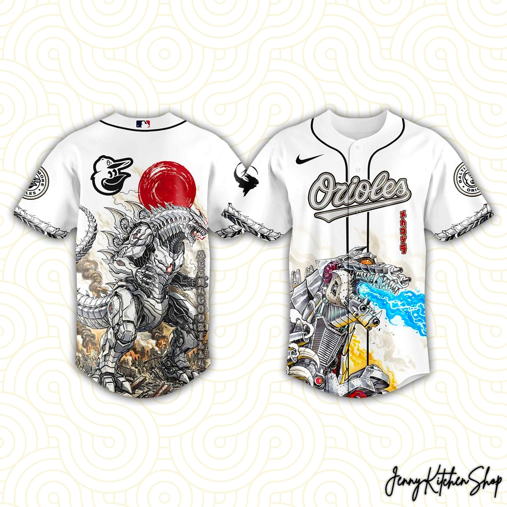 Baltimore Orioles x Godzilla 2026 Black White Baseball Jersey