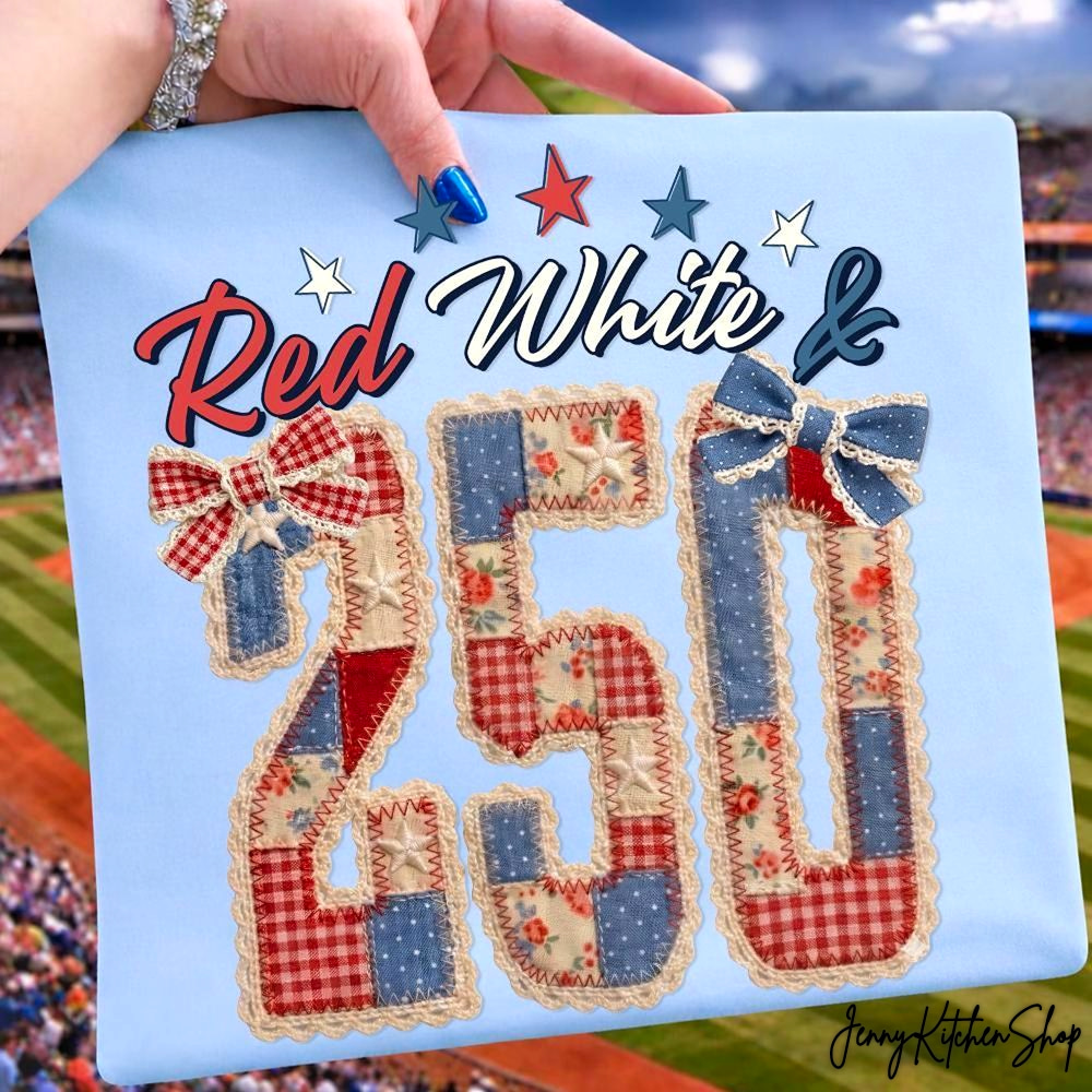 Faux Quilted Red White 250 US Flag Shirt