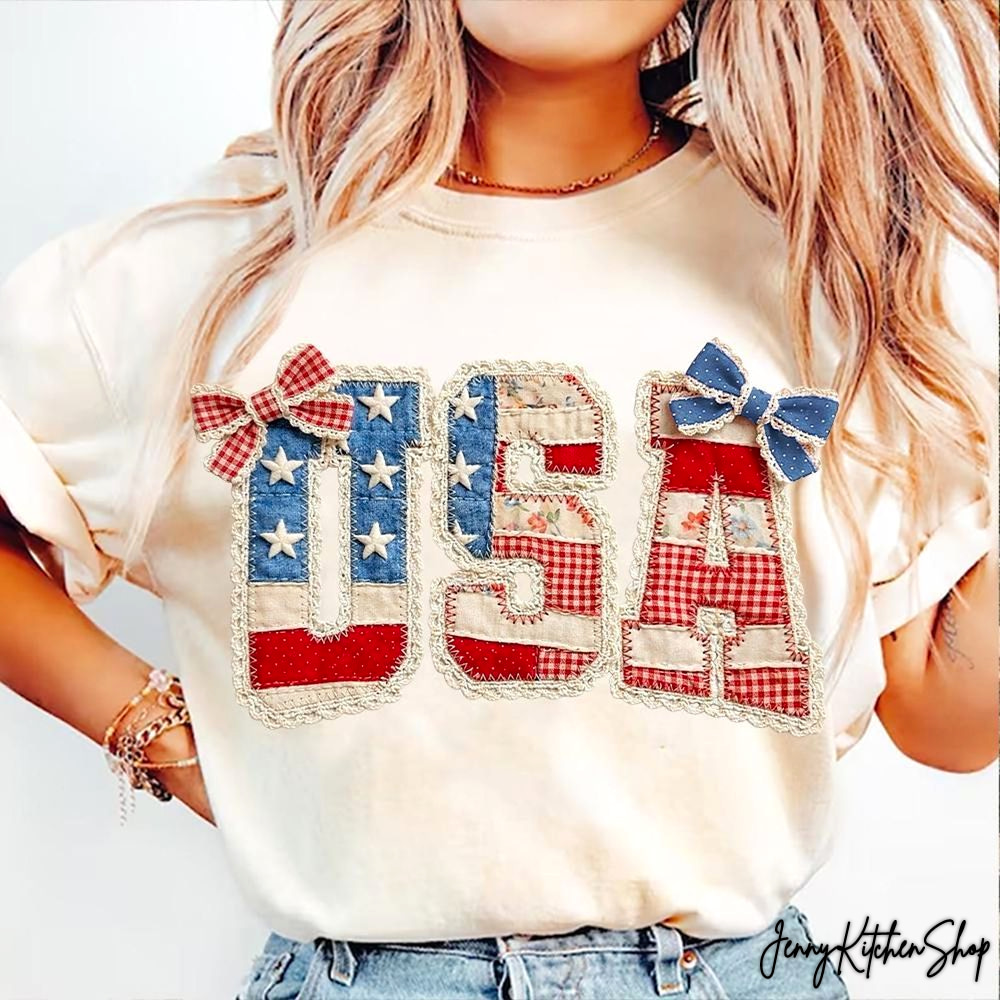 Faux Quilted Usa American Flag Vintage Patchwork Patriotic Shirt 2 Faux Quilted USA American Flag Vintage Patchwork Patriotic Shirt