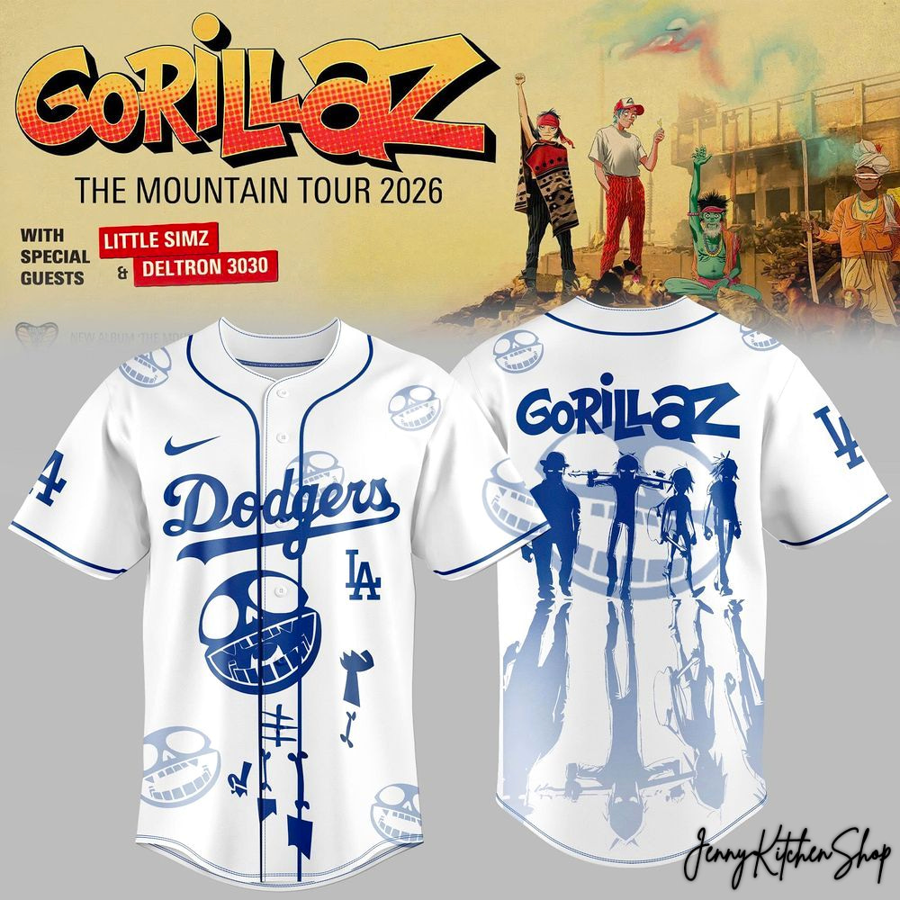 Los Angeles Dodgers x Gorillaz 2026 The Mountain Tour Baseball Jersey Los Angeles Dodgers x Gorillaz 2026 The Mountain Tour Baseball Jersey