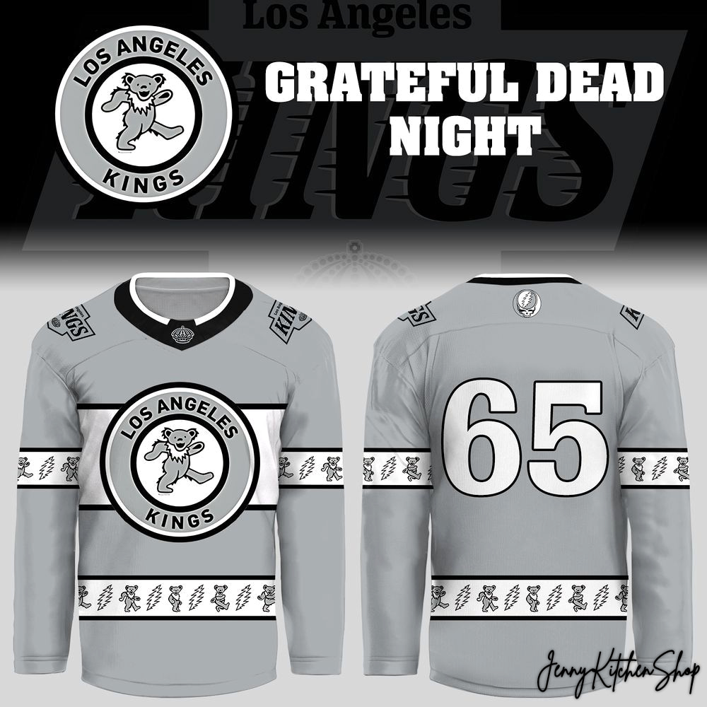Los Angeles Kings Grateful Dead Night 2026 Gray Hockey Jersey