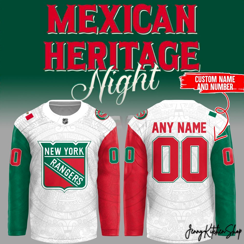 New York Rangers Mexican Heritage Night 2026 Hockey Jersey New York Rangers Mexican Heritage Night 2026 Hockey Jersey