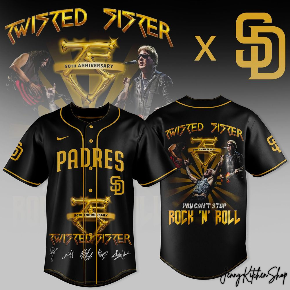 San Diego Padres x Twisted Sister 50th Anniversary Tour 2026 Baseball Jersey