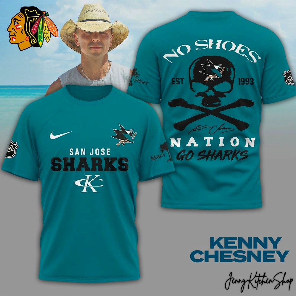 San Jose Sharks x Kenny Chesney No Shoes Nation 2026 T-Shirt