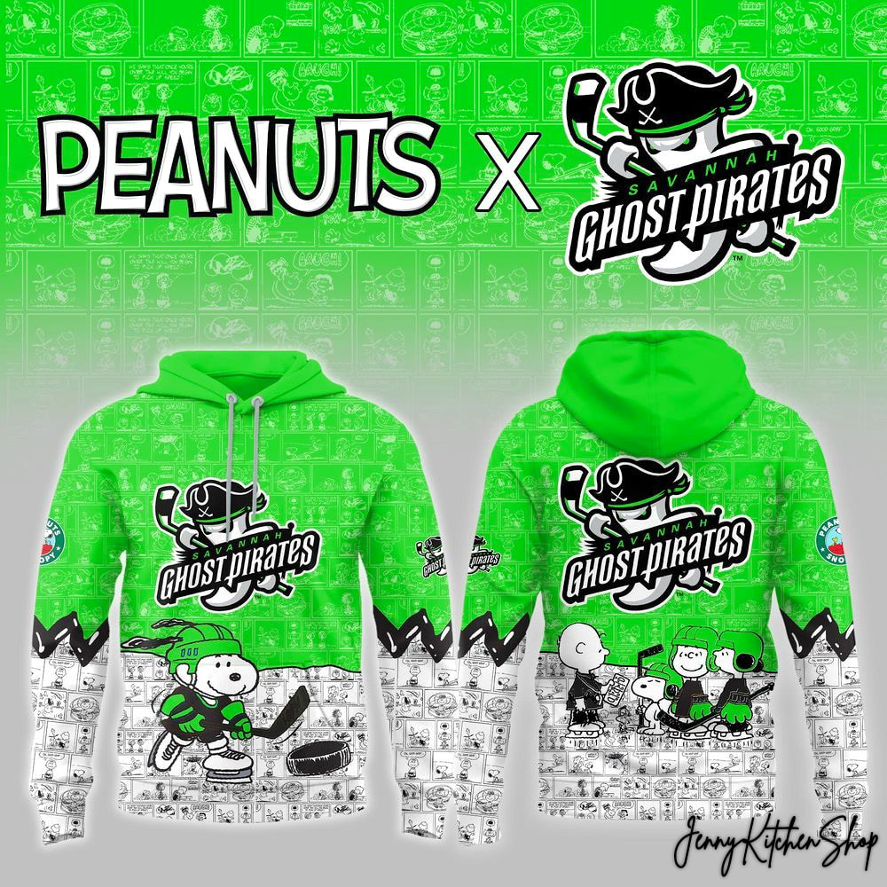 Savannah Ghost Pirates x Peanuts 2026 Limited Green Hoodie Savannah Ghost Pirates x Peanuts 2026 Limited Green Hoodie