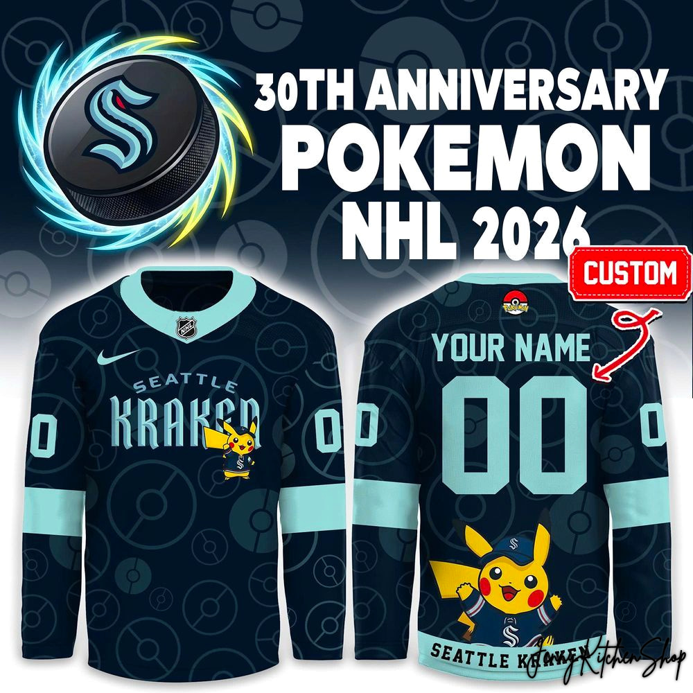 Seattle Kraken 30th Anniversary Pokemon 2026 Hockey Jersey