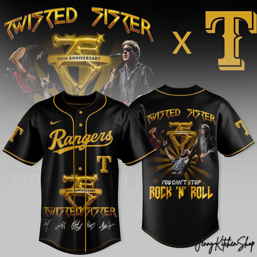 Texas Rangers x Twisted Sister 50th Anniversary Tour 2026 Baseball Jersey