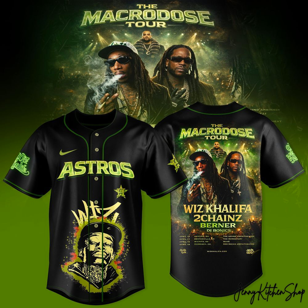 The Macrodose Tour 2026 Houston Astros x Wiz Khalifa Baseball Jersey