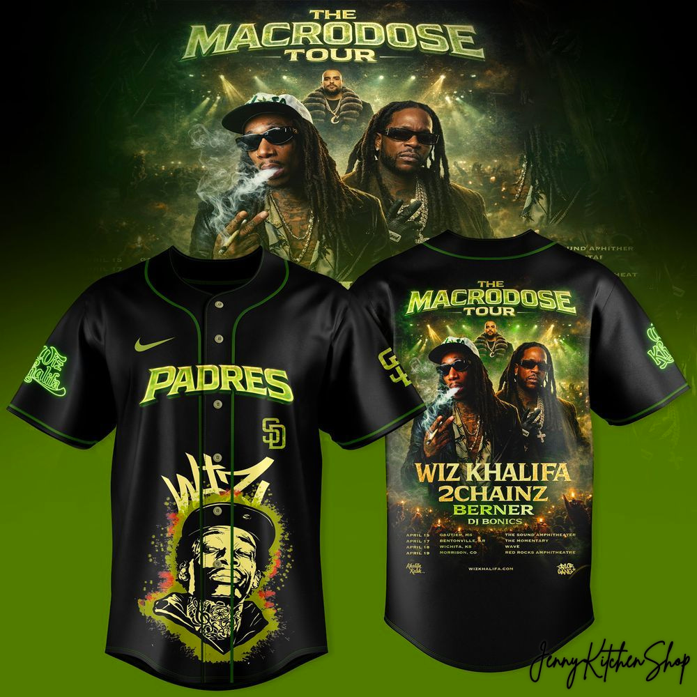 The Macrodose Tour 2026 San Diego Padres x Wiz Khalifa Baseball Jersey
