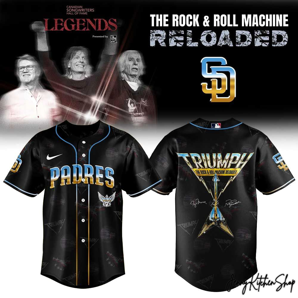 The Rock & Roll Machine Reloaded Tour 2026 San Diego Padres x Triumph Jersey The Rock & Roll Machine Reloaded Tour 2026 San Diego Padres x Triumph Jersey