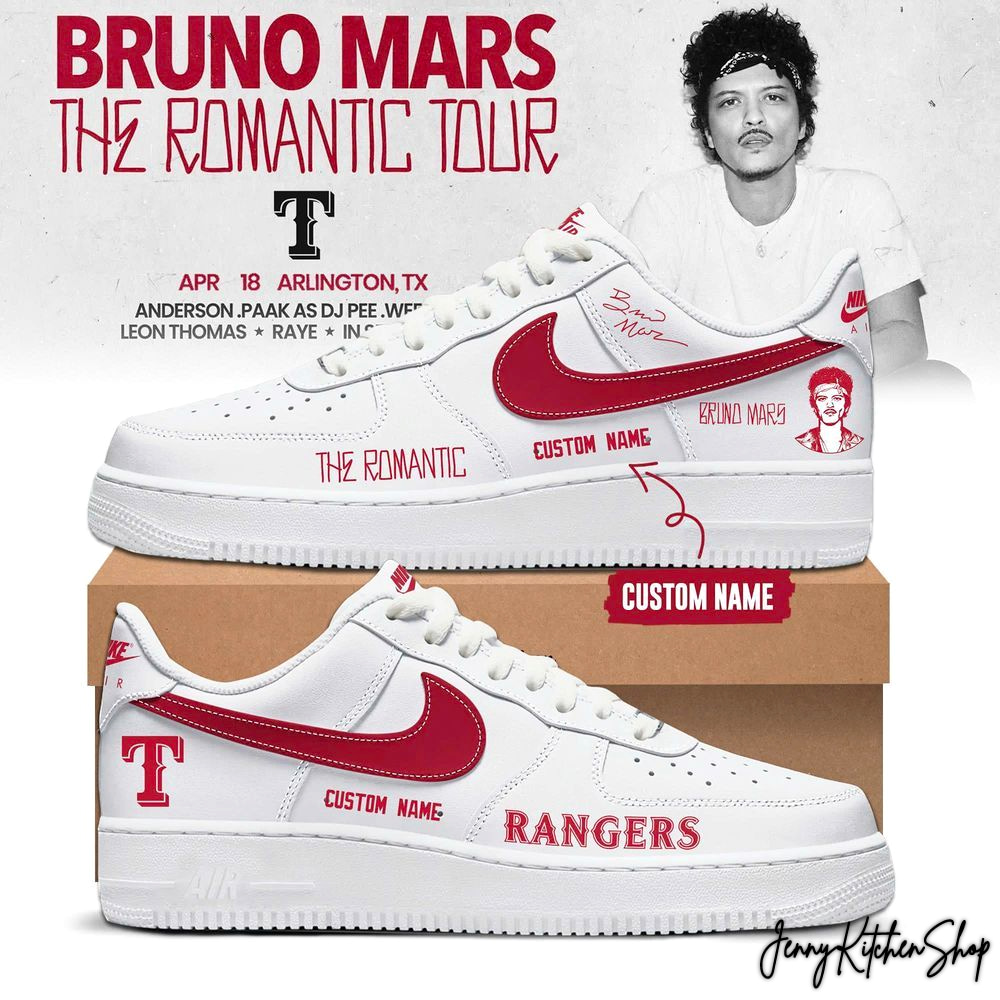 The Romantic Tour 2026 Texas Rangers x Bruno Mars Shoes The Romantic Tour 2026 Texas Rangers x Bruno Mars Shoes