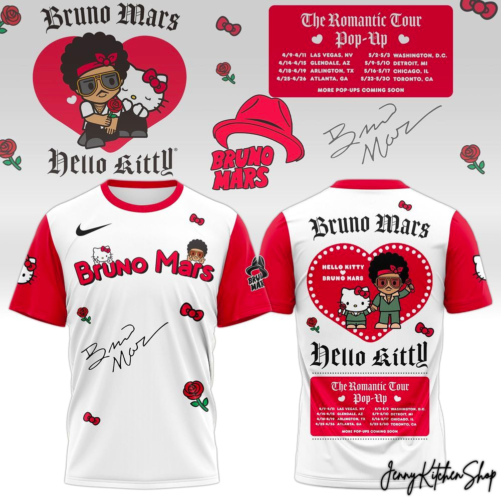 Bruno Mars x Hello Kitty Kawaii Meets Romantic Tour 2026 Limited Shirt, Hoodie