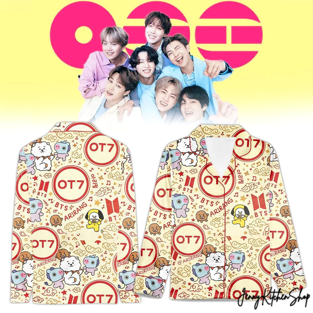BTS 2026 OT7 Arirang For Fans Cute Satin Pajamas Set BTS 2026 OT7 Arirang For Fans Cute Satin Pajamas Set