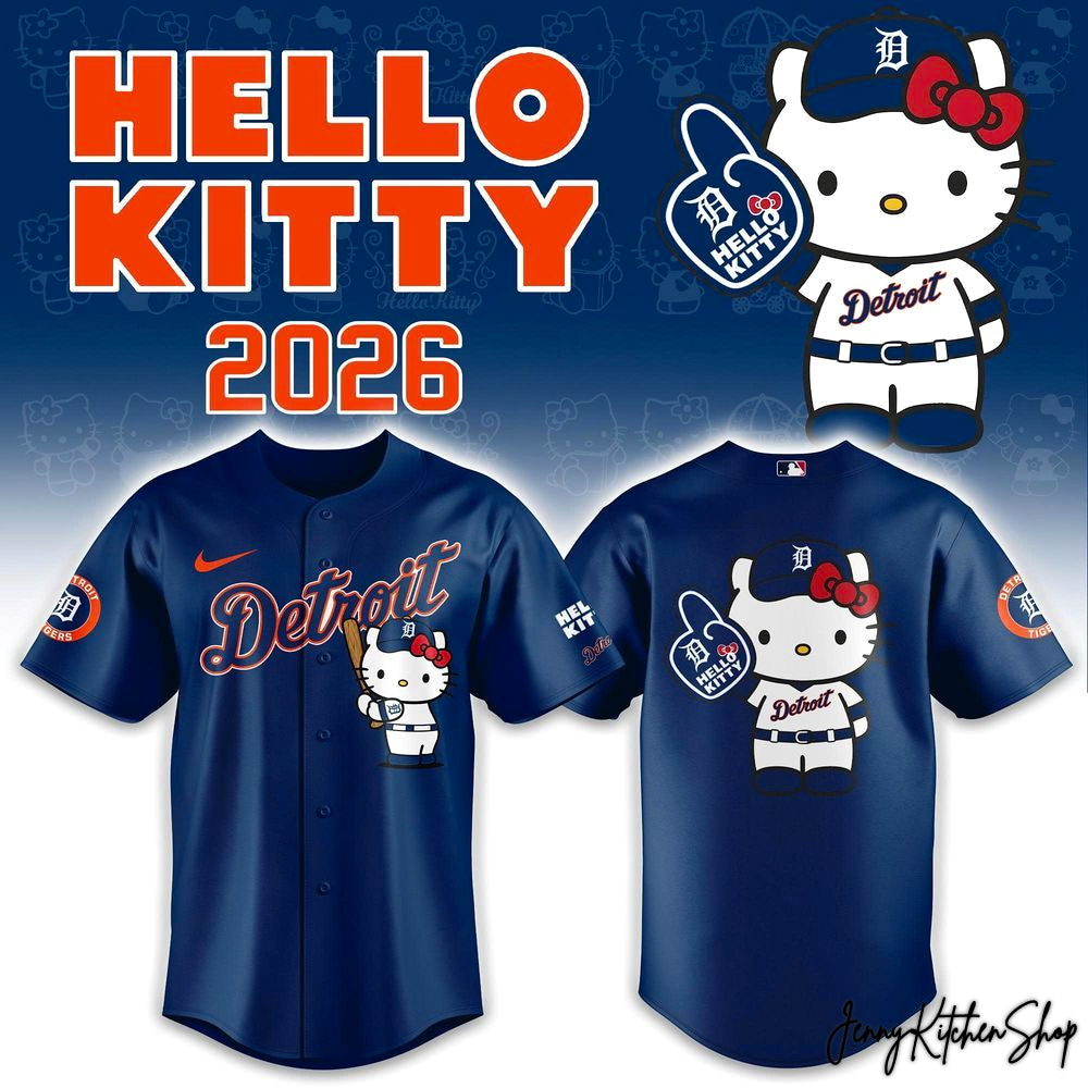 Detroit Tigers Hello Kitty 2026 Limited Edition Navy Jersey