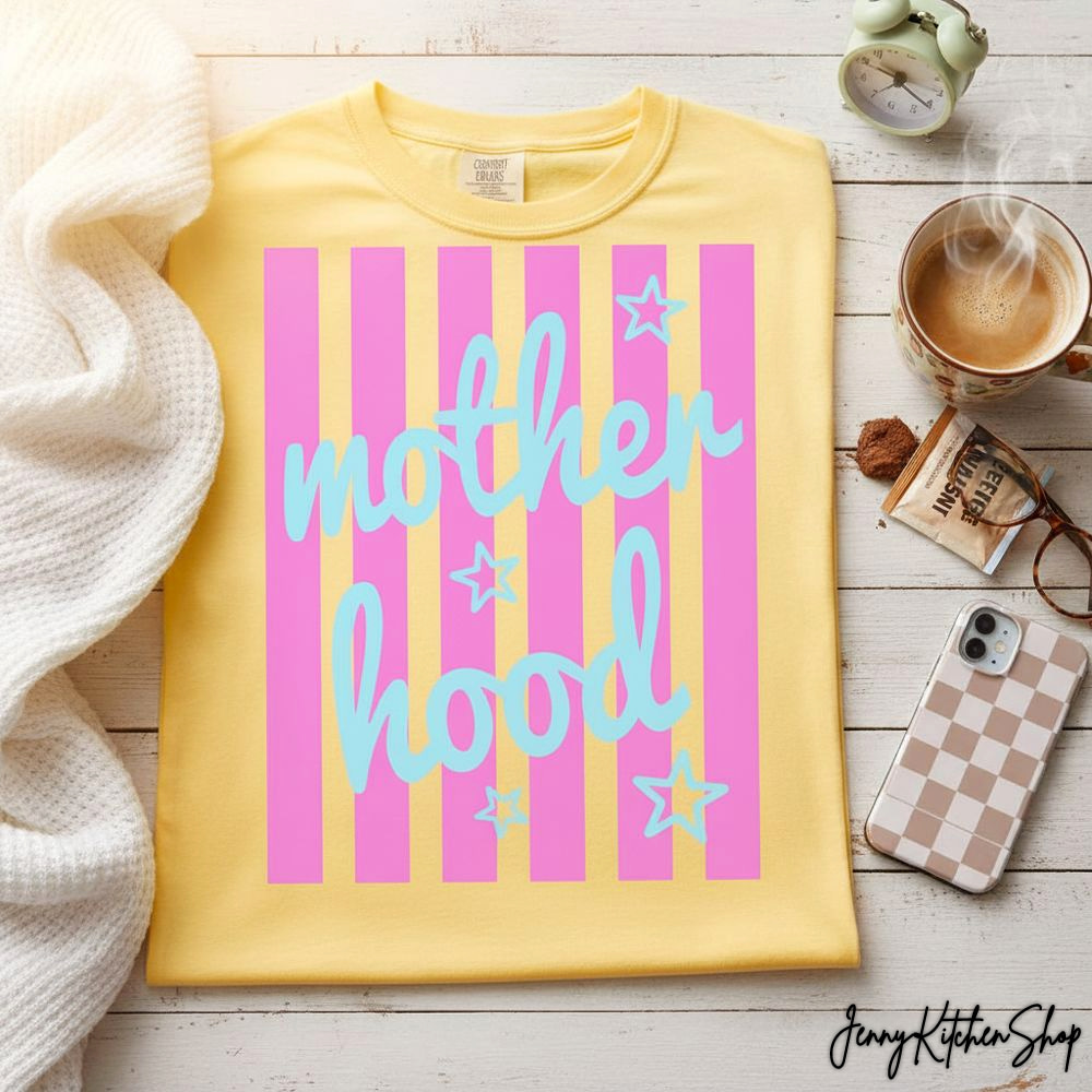 Retro Striped Mama, Tired Moms Club Sublimation Design, Half Mom Half Coffee Shirt
