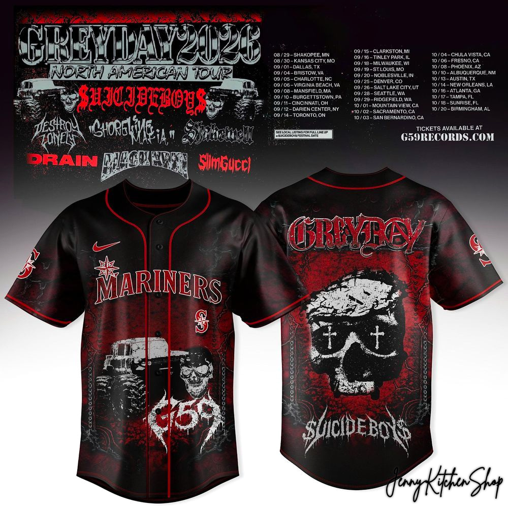 Suicideboys x Seattle Mariners Grey Day Tour 2026 Jersey