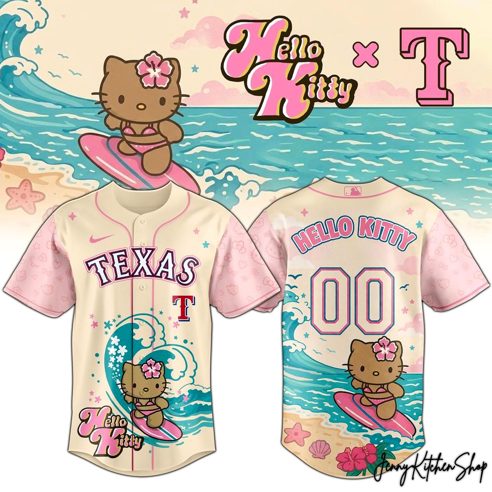 Texas Rangers Hello Kitty Surfing Kawaii Summer 2026 Jersey